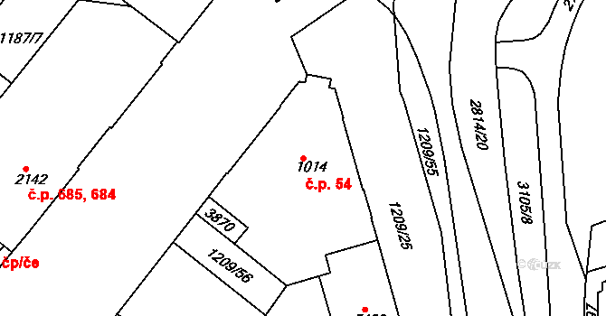 Chrudim IV 54, Chrudim na parcele st. 1014 v KÚ Chrudim, Katastrální mapa