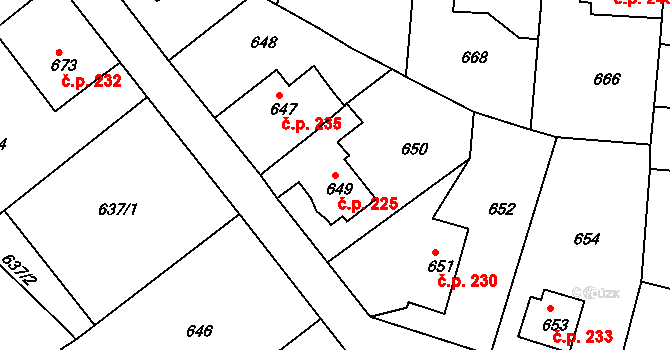Děčín XXXII-Boletice nad Labem 225, Děčín na parcele st. 649 v KÚ Boletice nad Labem, Katastrální mapa