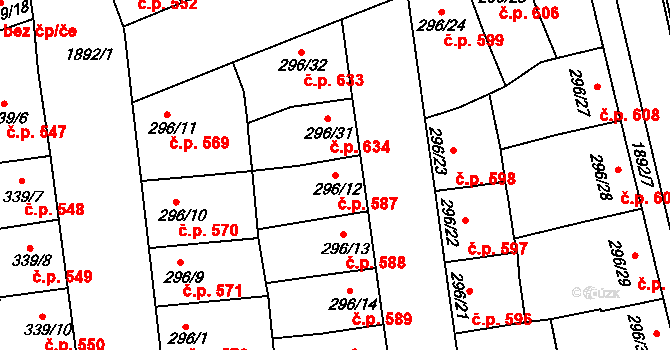 Předměstí 587, Svitavy na parcele st. 296/12 v KÚ Svitavy-předměstí, Katastrální mapa