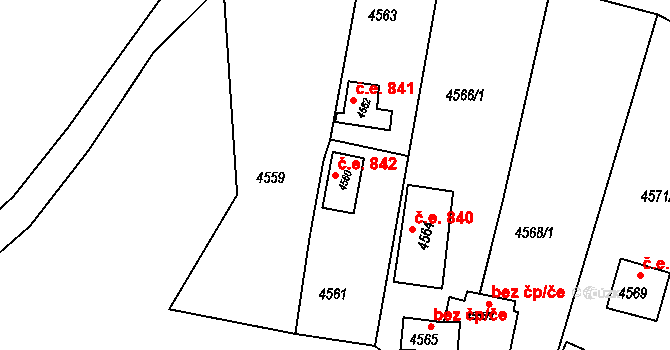 Bystrc 842, Brno na parcele st. 4560 v KÚ Bystrc, Katastrální mapa