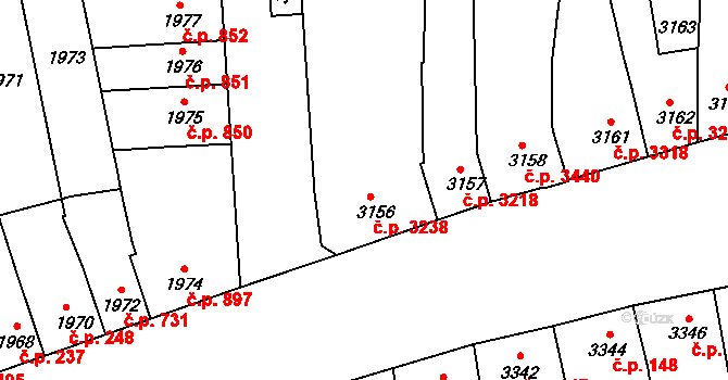 Židenice 3238, Brno na parcele st. 3156 v KÚ Židenice, Katastrální mapa