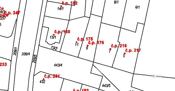 Řetenice 176, Teplice na parcele st. 9 v KÚ Teplice-Řetenice, Katastrální mapa