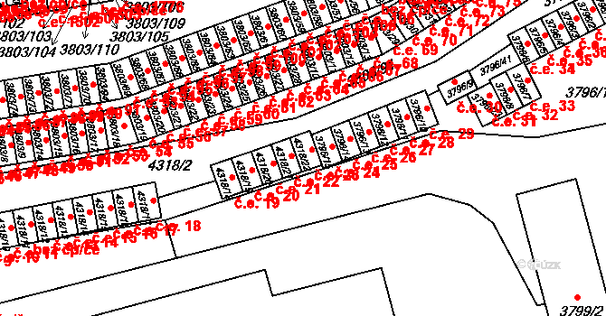 Teplice 23 na parcele st. 4318/22 v KÚ Teplice, Katastrální mapa