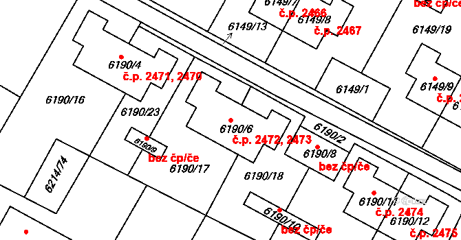 Frýdek 2472,2473, Frýdek-Místek na parcele st. 6190/6 v KÚ Frýdek, Katastrální mapa