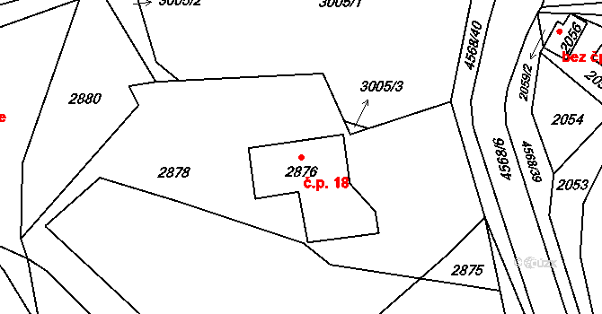 Vendryně 18 na parcele st. 2876 v KÚ Vendryně, Katastrální mapa