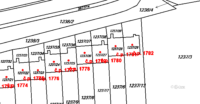 Turnov 1780 na parcele st. 1237/27 v KÚ Turnov, Katastrální mapa
