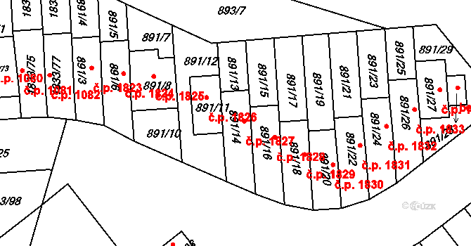 Krč 1827, Praha na parcele st. 891/14 v KÚ Krč, Katastrální mapa