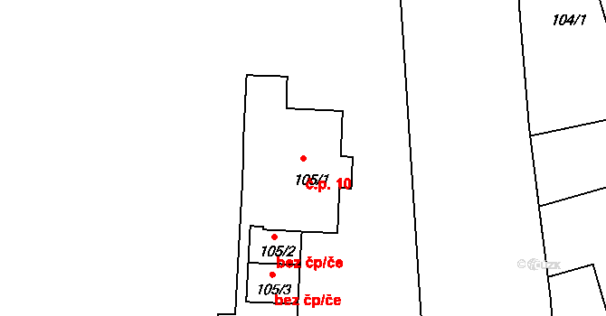 Sedlec 10, Praha na parcele st. 105/1 v KÚ Sedlec, Katastrální mapa