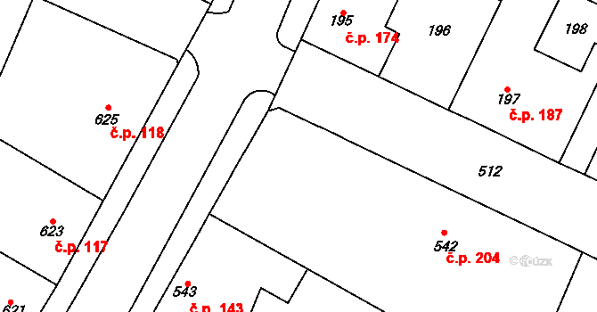 Ďáblice 204, Praha 8 na parcele st. 542 v KÚ Ďáblice, Katastrální mapa