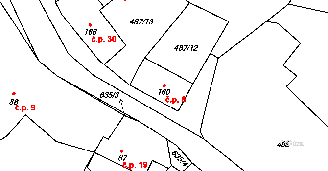 Tihava 6, Kotopeky na parcele st. 160 v KÚ Kotopeky, Katastrální mapa