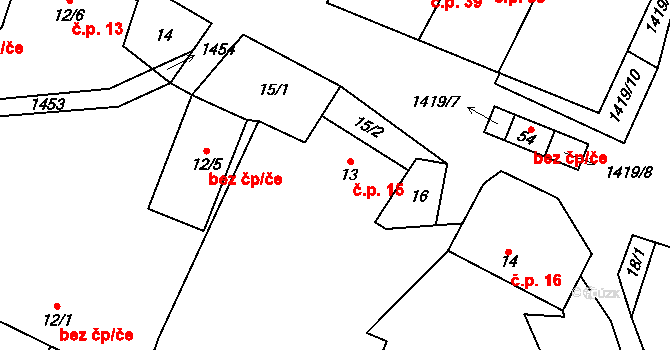 Líchovy 15, Dublovice na parcele st. 13 v KÚ Líchovy, Katastrální mapa