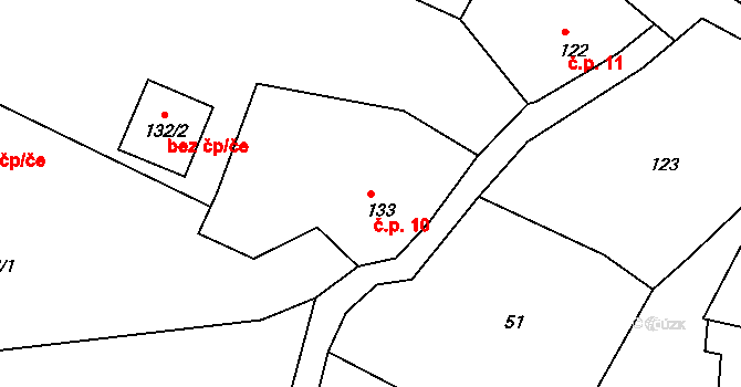 Jílové 10, Hodkovice nad Mohelkou na parcele st. 133 v KÚ Jílové u Hodkovic nad Mohelkou, Katastrální mapa
