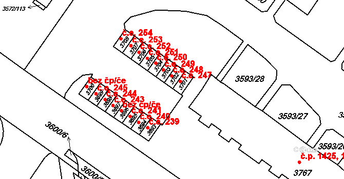 Šlapanice 248 na parcele st. 3702 v KÚ Šlapanice u Brna, Katastrální mapa