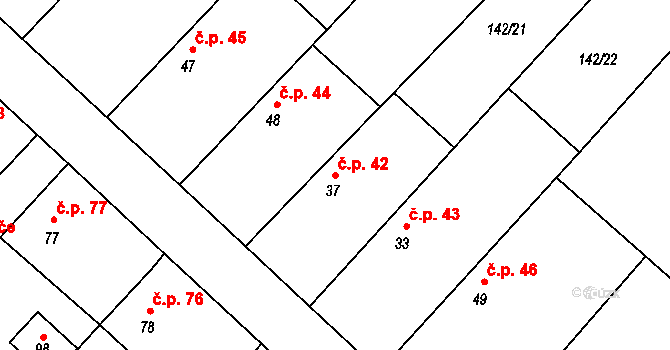 Loukonosy 42, Žiželice na parcele st. 37 v KÚ Loukonosy, Katastrální mapa