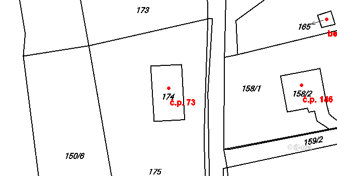 Dolní Datyně 73, Havířov na parcele st. 174 v KÚ Dolní Datyně, Katastrální mapa