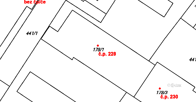 Libuň 228 na parcele st. 178/1 v KÚ Libuň, Katastrální mapa