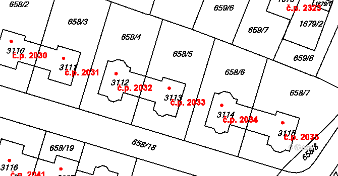 Říčany 2033 na parcele st. 3113 v KÚ Říčany u Prahy, Katastrální mapa