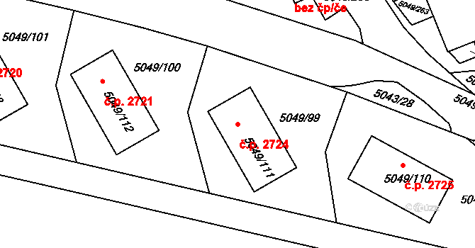 Líšeň 2724, Brno na parcele st. 5049/111 v KÚ Líšeň, Katastrální mapa