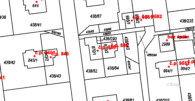 Otrokovice 8461 na parcele st. 870/1 v KÚ Otrokovice, Katastrální mapa
