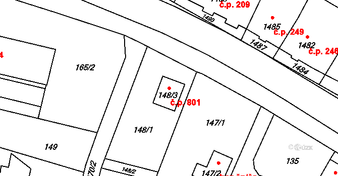 Skřečoň 801, Bohumín na parcele st. 148/3 v KÚ Skřečoň, Katastrální mapa