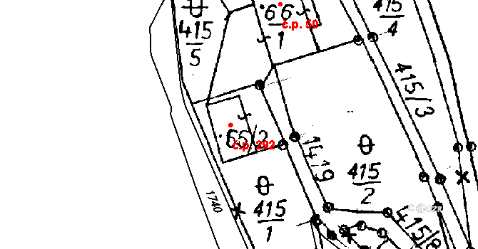 Jeřmanice 292 na parcele st. 66/2 v KÚ Jeřmanice, Katastrální mapa