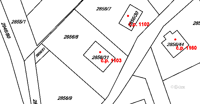 Brušperk 1103 na parcele st. 2856/31 v KÚ Brušperk, Katastrální mapa