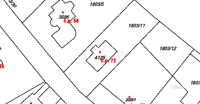 Sedličky 72, Jičín na parcele st. 4125 v KÚ Jičín, Katastrální mapa