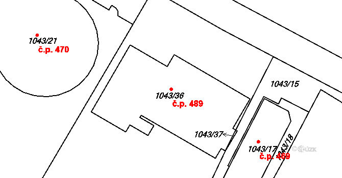 Sobědruhy 489, Teplice na parcele st. 1043/36 v KÚ Sobědruhy, Katastrální mapa