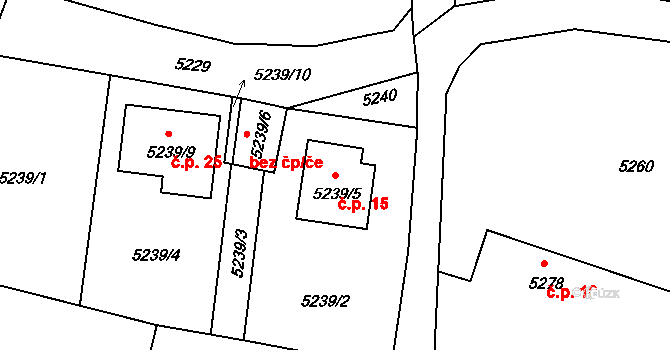 Okrouhlice 15, Benešov na parcele st. 5239/5 v KÚ Benešov u Prahy, Katastrální mapa