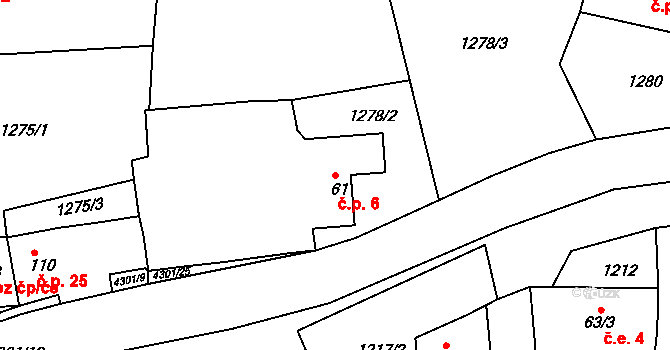 Úročnice 6, Benešov na parcele st. 61 v KÚ Úročnice, Katastrální mapa