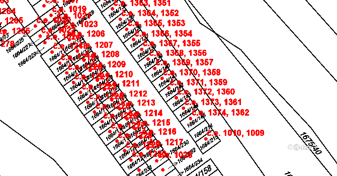 Teplické Předměstí 1359,1371, Bílina na parcele st. 1664/142 v KÚ Bílina, Katastrální mapa