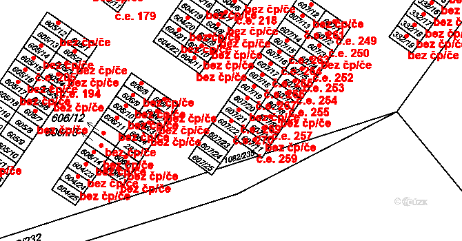 Komořany 270, Most na parcele st. 607/22 v KÚ Komořany u Mostu, Katastrální mapa