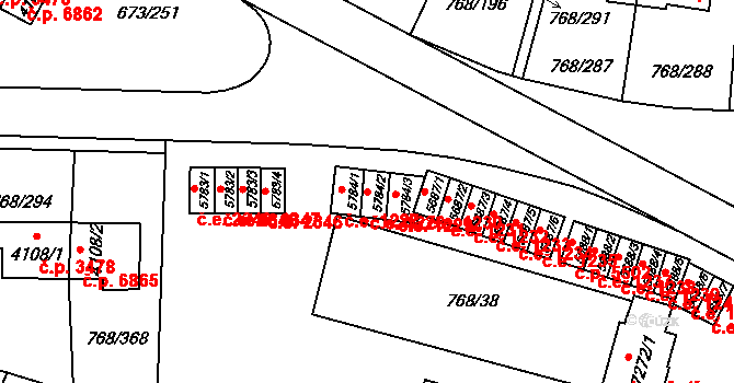 Zlín 1228 na parcele st. 5784/2 v KÚ Zlín, Katastrální mapa
