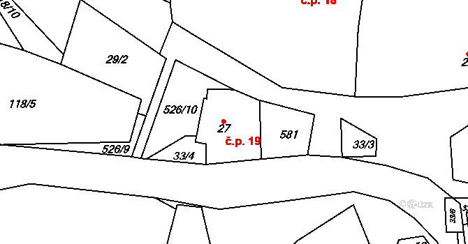 Karasín 19, Bystřice nad Pernštejnem na parcele st. 27 v KÚ Karasín, Katastrální mapa