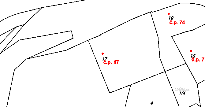 Rakovice 17 na parcele st. 17 v KÚ Rakovice, Katastrální mapa