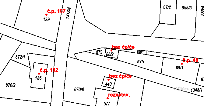 Frýdlant nad Ostravicí 40349551 na parcele st. 68/2 v KÚ Nová Ves u Frýdlantu nad Ostravicí, Katastrální mapa
