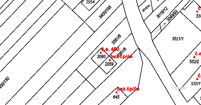 Velké Bílovice 40810551 na parcele st. 2060 v KÚ Velké Bílovice, Katastrální mapa