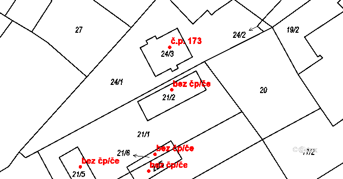 Suchdol nad Lužnicí 41585551 na parcele st. 21/2 v KÚ Tušť, Katastrální mapa