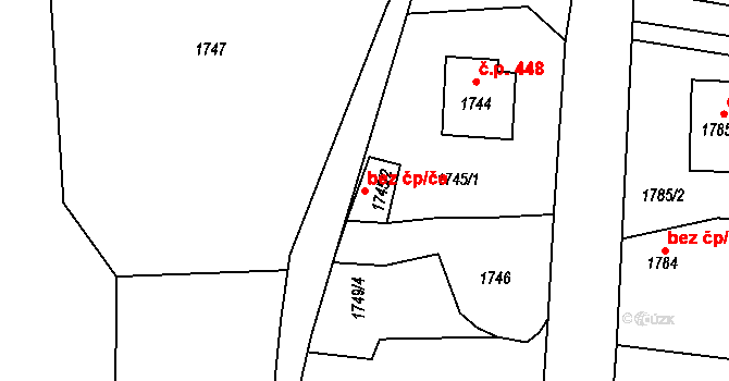 Nový Bor 43607551 na parcele st. 1745/2 v KÚ Arnultovice u Nového Boru, Katastrální mapa