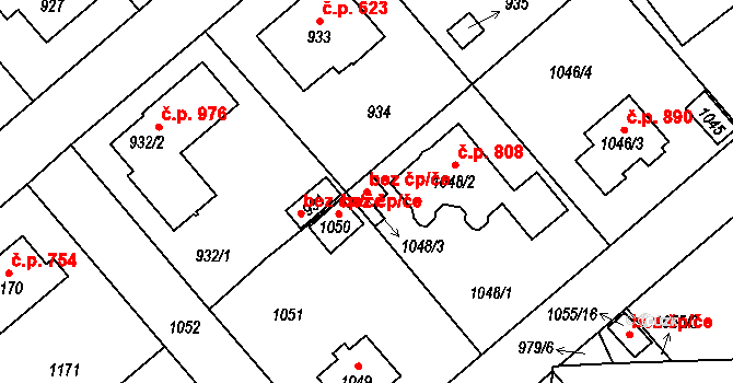 Praha 43645551 na parcele st. 1048/3 v KÚ Šeberov, Katastrální mapa