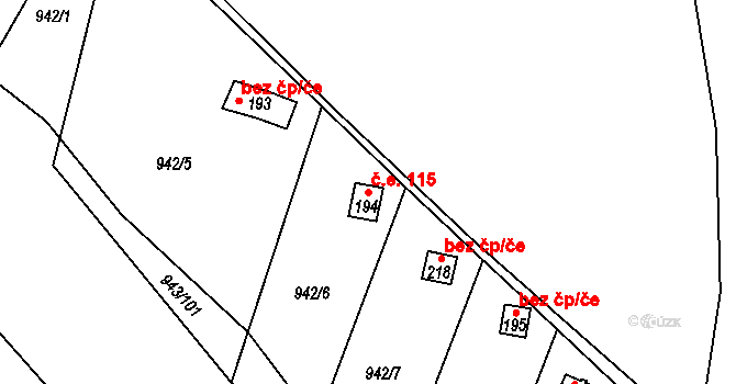 Bežerovice 115, Sudoměřice u Bechyně na parcele st. 194 v KÚ Bežerovice, Katastrální mapa