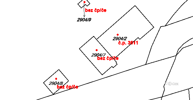 Ústí nad Labem 44669551 na parcele st. 2904/7 v KÚ Ústí nad Labem, Katastrální mapa