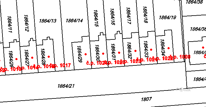 Kylešovice 1020, Opava na parcele st. 1864/30 v KÚ Kylešovice, Katastrální mapa