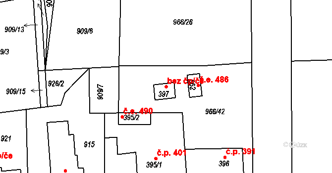 Krupka 45074551 na parcele st. 397 v KÚ Bohosudov, Katastrální mapa