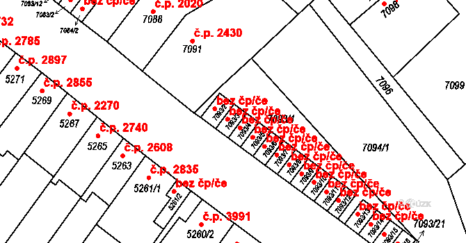 Brno 45572551 na parcele st. 7093/3 v KÚ Židenice, Katastrální mapa