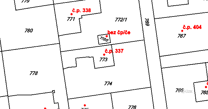 Bolatice 337 na parcele st. 773 v KÚ Bolatice, Katastrální mapa