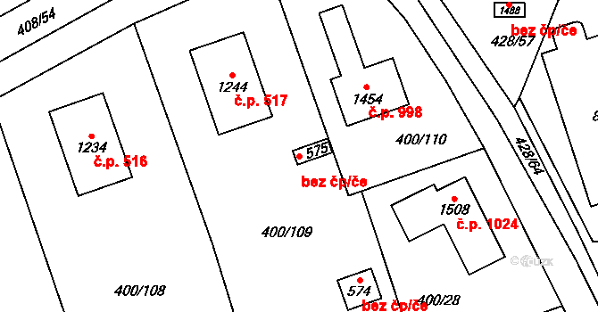 Horoměřice 45702551 na parcele st. 575 v KÚ Horoměřice, Katastrální mapa