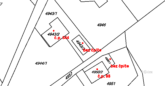 Návsí 46587551 na parcele st. 4943/3 v KÚ Návsí, Katastrální mapa