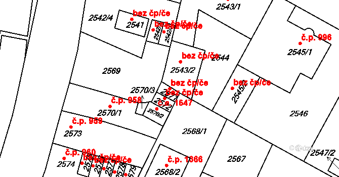 Děčín 47319551 na parcele st. 2571 v KÚ Děčín, Katastrální mapa