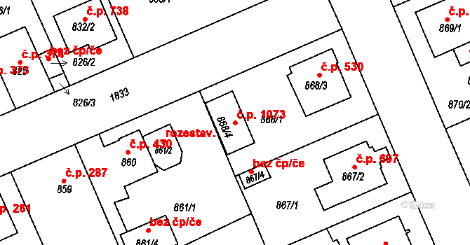 Plzeň 48135551 na parcele st. 868/4 v KÚ Bručná, Katastrální mapa